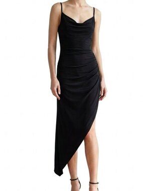Forever Rose Black Bodycon Asymmetrical Dress Size Small